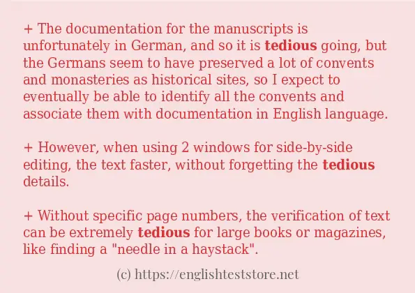 Some sentences in use of tedious