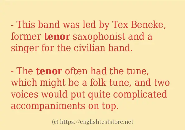 Some sentences in use of tenor