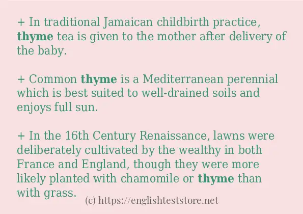 Some sentences in use of thyme Some sentences in use of thyme