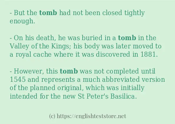 Some sentences in use of tomb