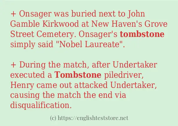 Some sentences in use of tombstone