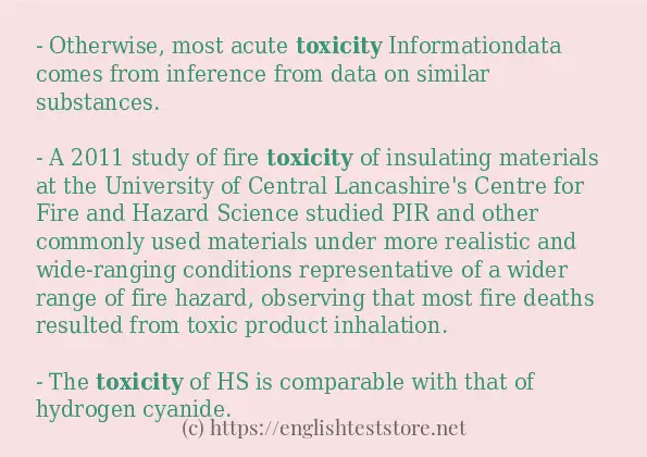 Some sentences in use of toxicity