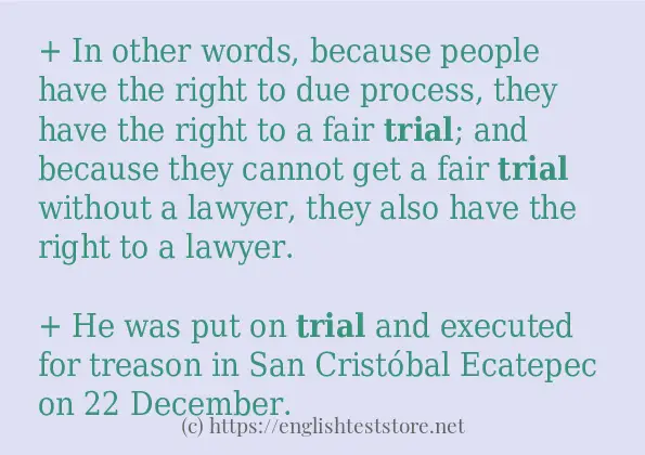 Some sentences in use of trial