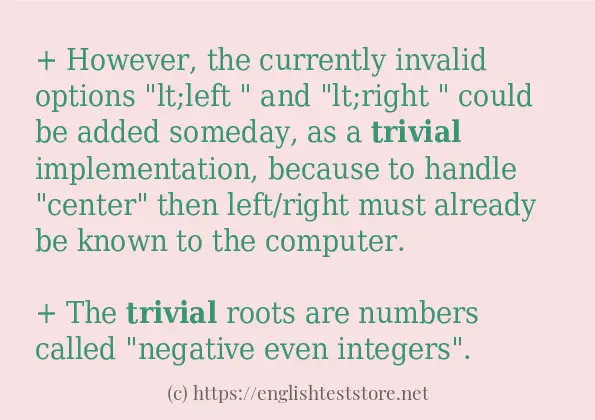 Some sentences in use of trivial