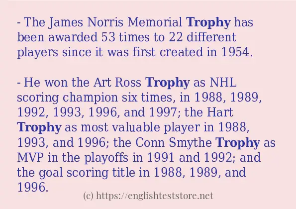 Some sentences in use of trophy