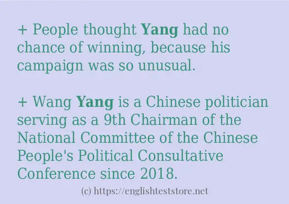 Some sentences in use of yang