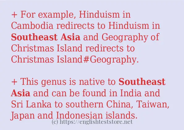 Southeast Asia - some sentence examples