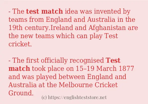 Test match example in sentences