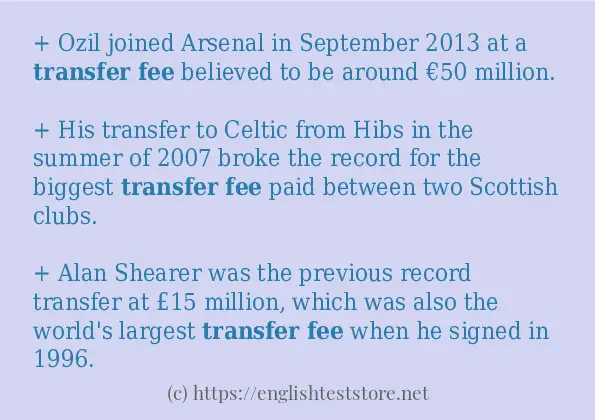 Transfer fee example in sentences