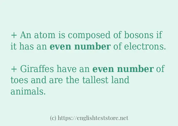 Use in sentence of Even number