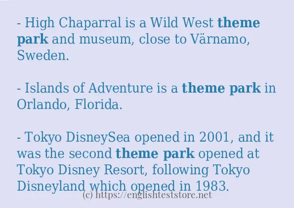 Use in sentence of Theme park