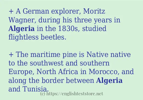 Use in sentence of algeria