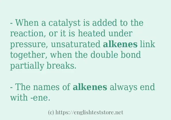 Use in sentence of alkenes