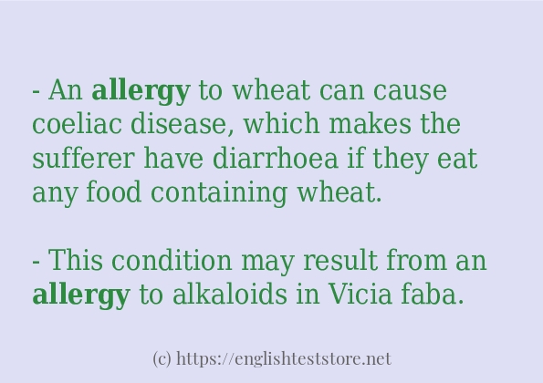 Use in sentence of allergy