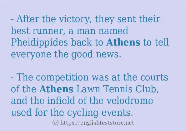Use in sentence of athens