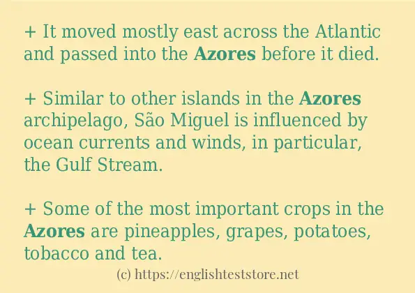 Use in sentence of azores