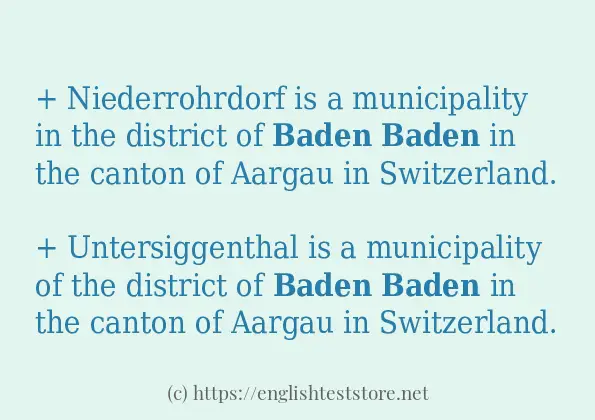 Use in sentence of baden