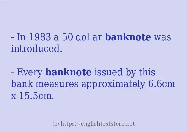 Use in sentence of banknote