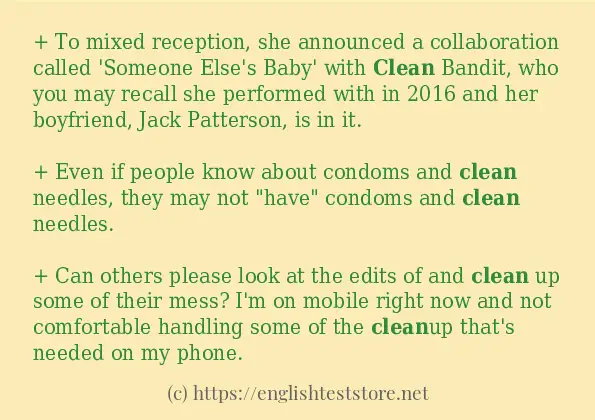 Use in sentence of clean