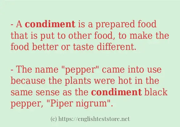 Use in sentence of condiment