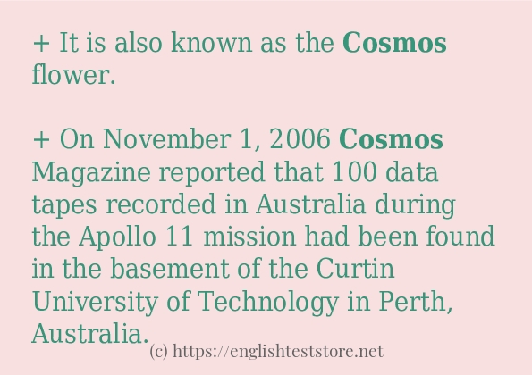Use in sentence of cosmos