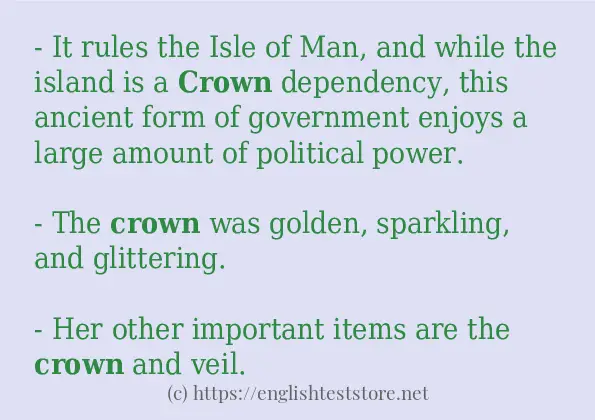 Use in sentence of crown