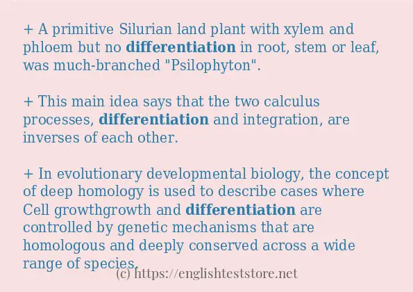 Use in sentence of differentiation