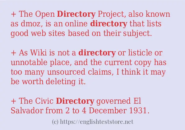 Use in sentence of directory Use in sentence of directory