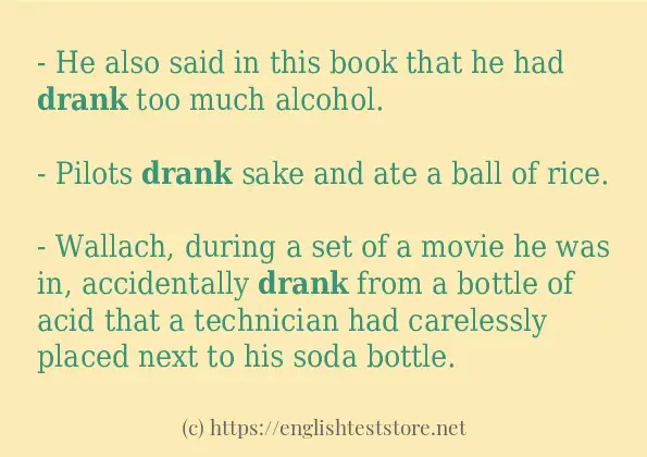 Use in sentence of drank