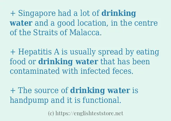 Use in sentence of drinking water