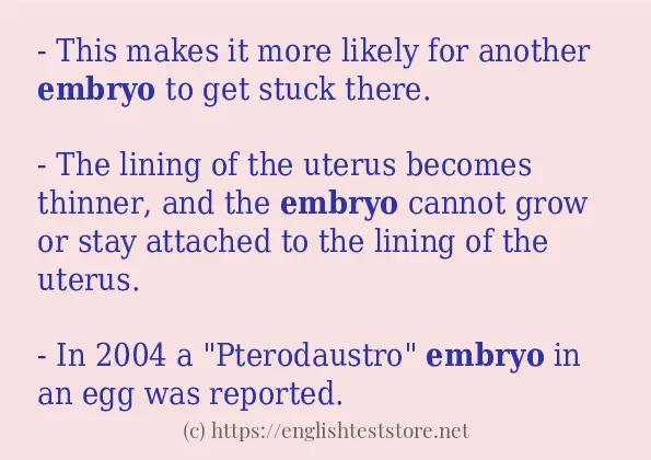 Use in sentence of embryo