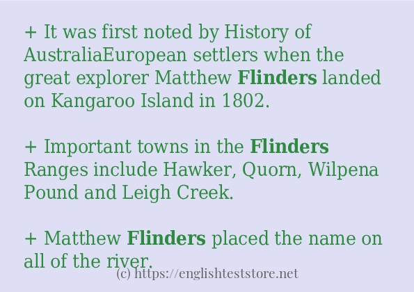 Use in sentence of flinders