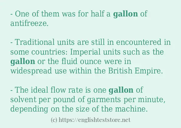 Use in sentence of gallon