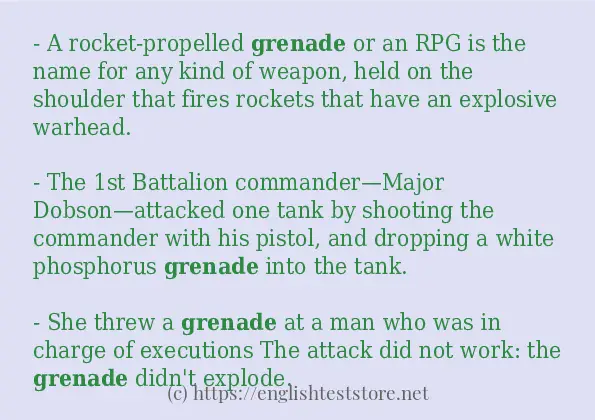 Use in sentence of grenade