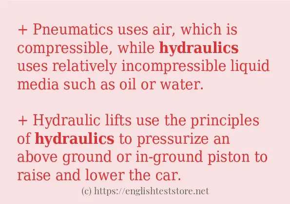 Use in sentence of hydraulics