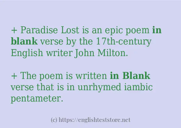 Use in sentence of in blank