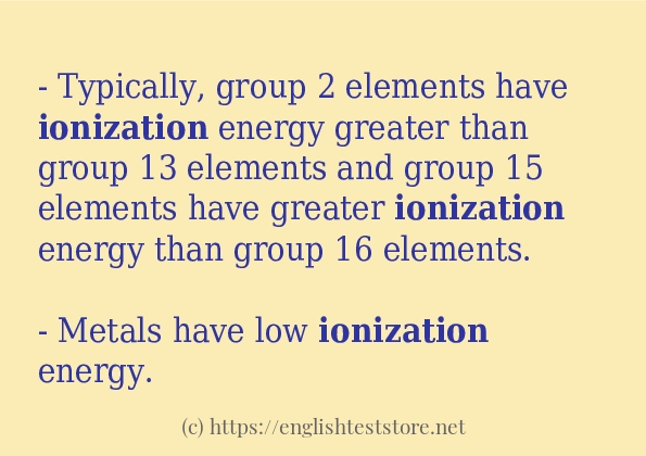 Use in sentence of ionization