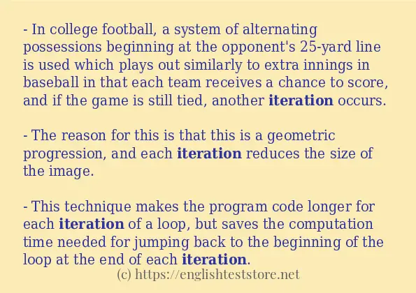 Use in sentence of iteration