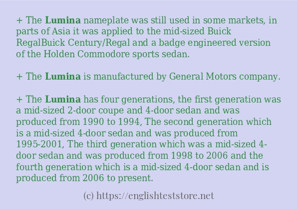 Use in sentence of lumina