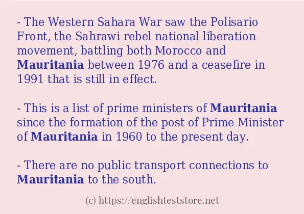 Use in sentence of mauritania