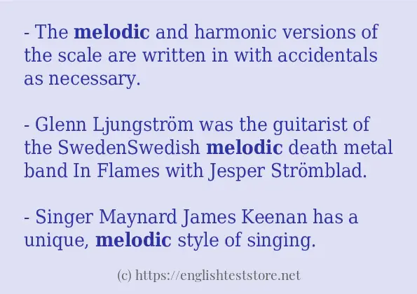 Use in sentence of melodic