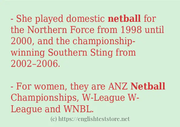 Use in sentence of netball