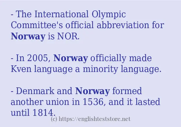 Use in sentence of norway