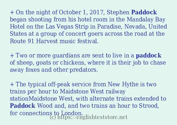 Use in sentence of paddock