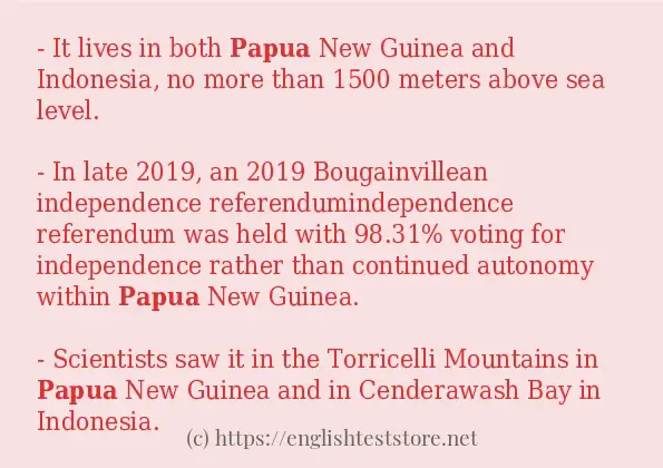 Use in sentence of papua