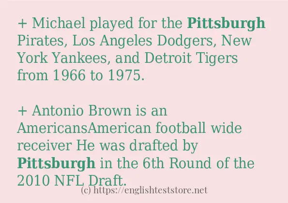 Use in sentence of pittsburgh