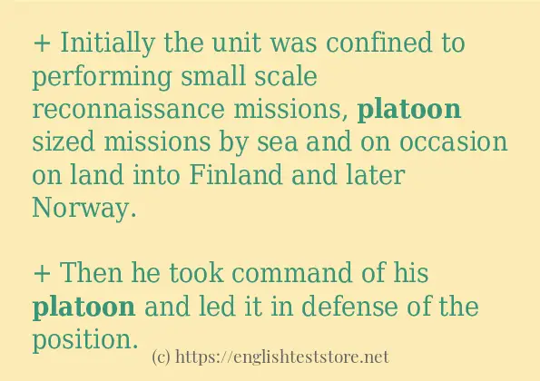 Use in sentence of platoon