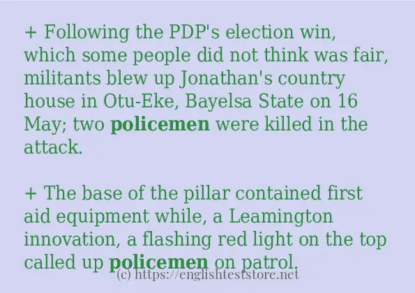 Use in sentence of policemen