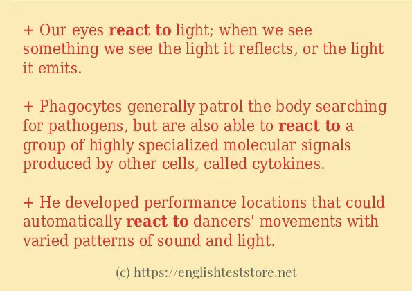 Use in sentence of react to