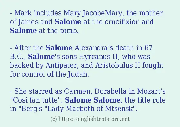 Use in sentence of salome